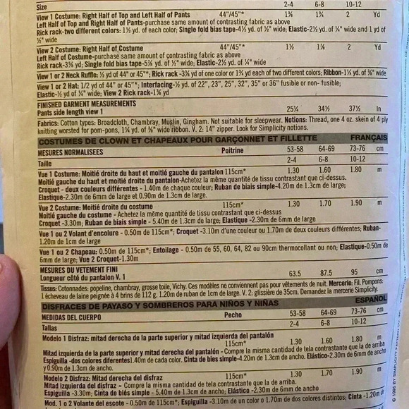 5/$25 Simplicity 0698 kid clown costume size 2-12 girls or boys - Picture 3 of 5